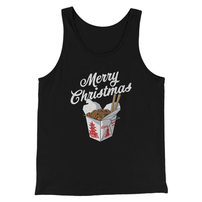 Merry Christmas Takeout Funny Hanukkah Men/Unisex Tank Top Black | Funny Shirt from Famous In Real Life
