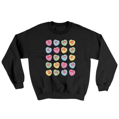 Candy Heart Anti-Valentines Ugly Sweater Black | Funny Shirt from Famous In Real Life