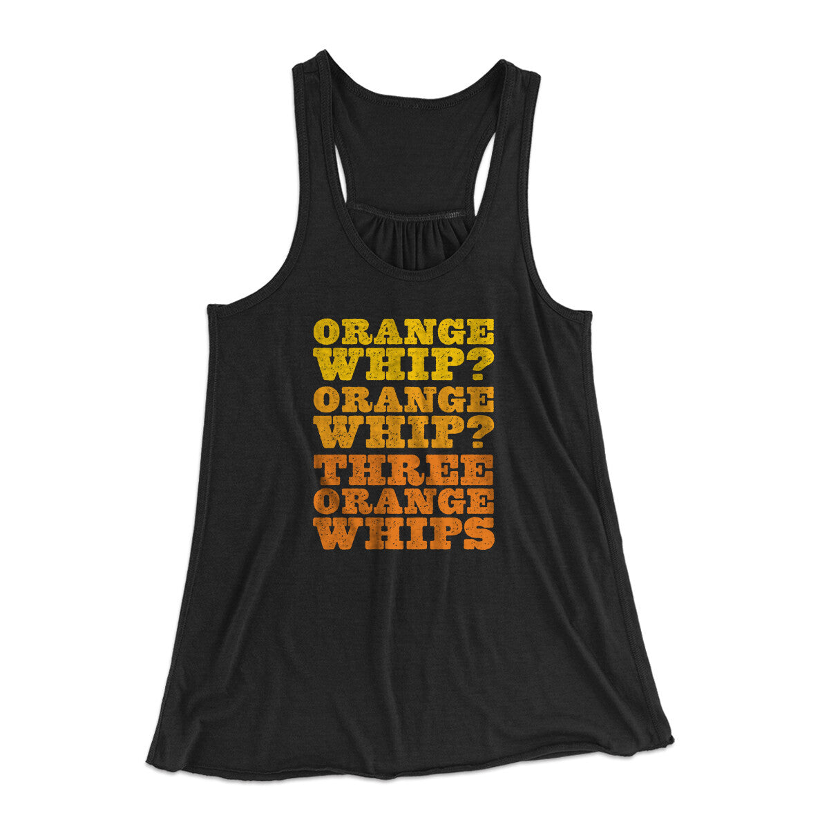Three Orange Whips Women's Flowey Racerback Tank Top Black | Funny Shirt from Famous In Real Life