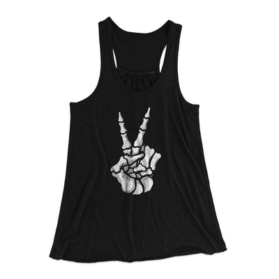 Peace Skeleton Hand Women's Flowey Racerback Tank Top Black | Funny Shirt from Famous In Real Life