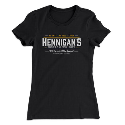 Hennigan's Scotch Whisky Women's T-Shirt Black | Funny Shirt from Famous In Real Life