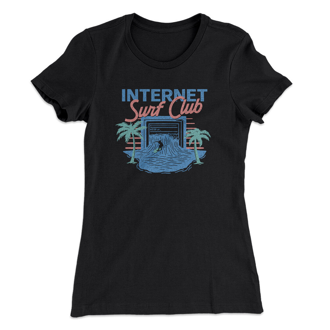 Internet Surf Club Funny Women's T-Shirt Black | Funny Shirt from Famous In Real Life
