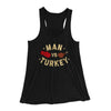 Man Vs Turkey Funny Thanksgiving Women's Flowey Racerback Tank Top Black | Funny Shirt from Famous In Real Life