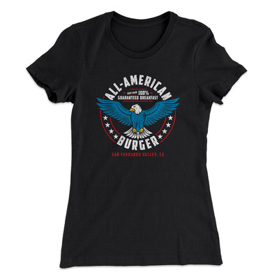 All American Burger Women's T-Shirt Black | Funny Shirt from Famous In Real Life