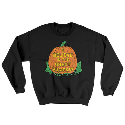 I Believe In The Great Pumpkin Ugly Sweater Black | Funny Shirt from Famous In Real Life