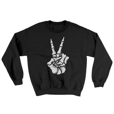 Peace Skeleton Hand Ugly Sweater Black | Funny Shirt from Famous In Real Life