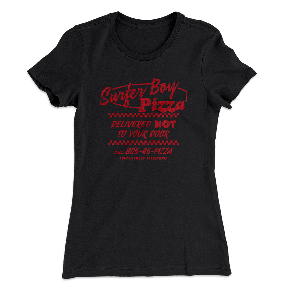 Surfer Boy Pizza Women's T-Shirt | Funny Shirt from Famous In Real Life