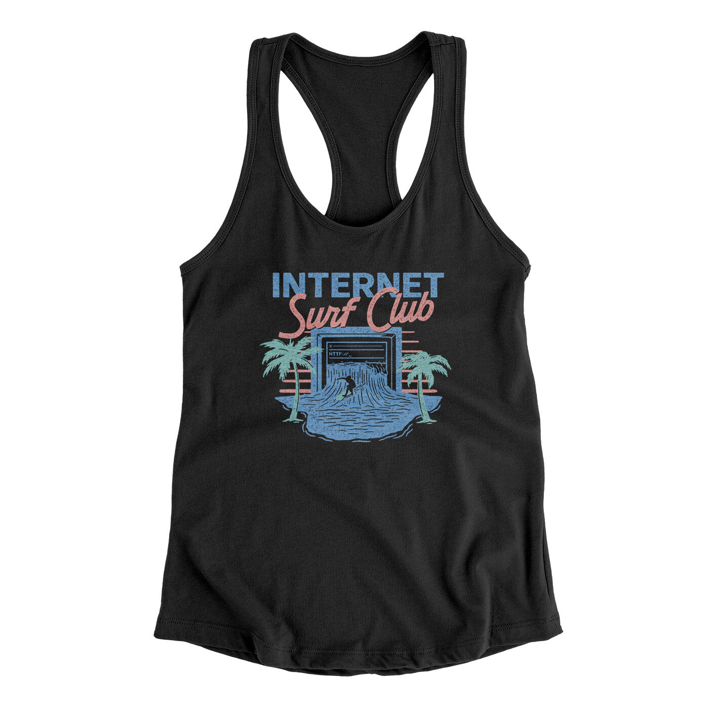 Internet Surf Club Funny Women's Racerback Tank Black | Funny Shirt from Famous In Real Life