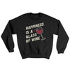 Happiness Is A Glass Of Wine Ugly Sweater Black | Funny Shirt from Famous In Real Life