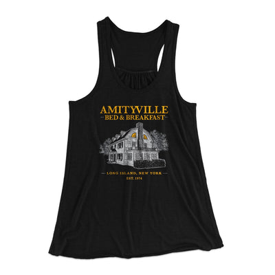 Amityville Bed And Breakfast Women's Flowey Racerback Tank Top Black | Funny Shirt from Famous In Real Life