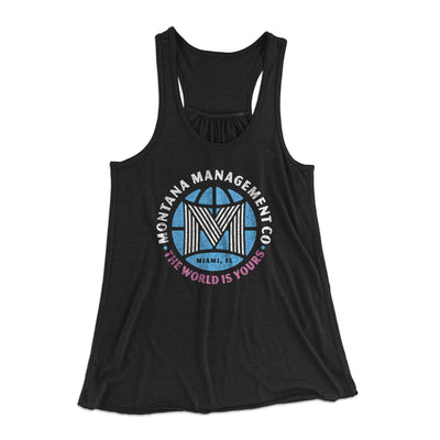 Montana Management Co Women's Flowey Racerback Tank Top Black | Funny Shirt from Famous In Real Life
