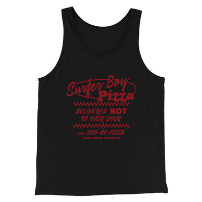 Surfer Boy Pizza Men/Unisex Tank Top Black | Funny Shirt from Famous In Real Life