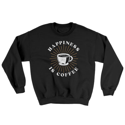 Happiness Is Coffee Ugly Sweater Black | Funny Shirt from Famous In Real Life