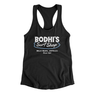 Bodhi's Surf Shop Women's Racerback Tank Black | Funny Shirt from Famous In Real Life