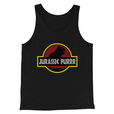 Jurassic Purr Funny Movie Men/Unisex Tank Top Black | Funny Shirt from Famous In Real Life