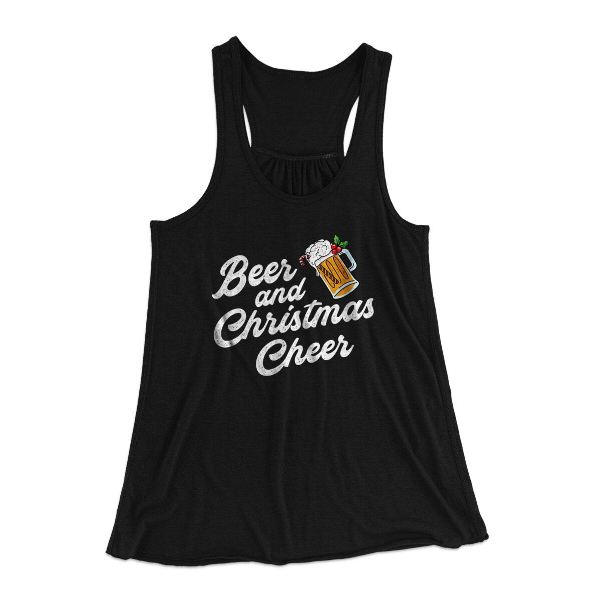 Beer And Christmas Cheer Women's Flowey Racerback Tank Top | Funny Shirt from Famous In Real Life