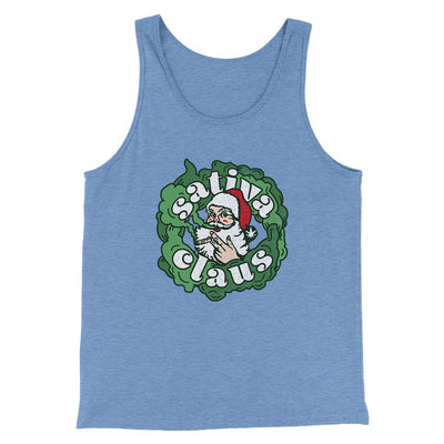 Sativa Claus Men/Unisex Tank Top Blue TriBlend | Funny Shirt from Famous In Real Life
