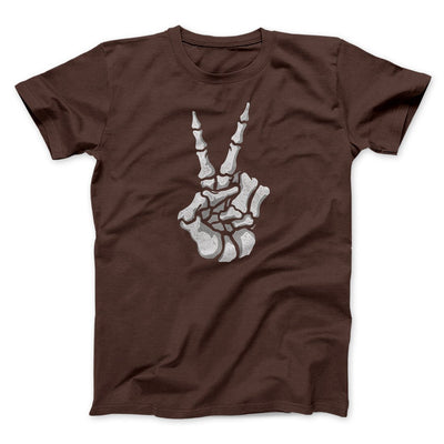 Peace Skeleton Hand Men/Unisex T-Shirt Brown | Funny Shirt from Famous In Real Life