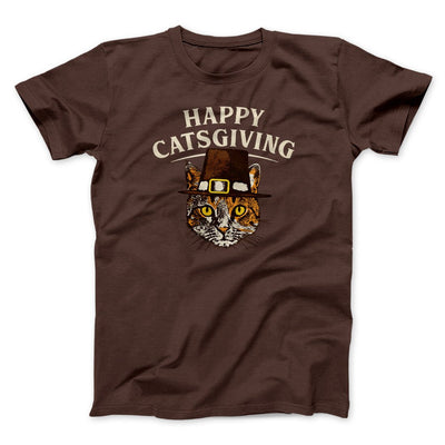 Happy Catsgiving Funny Thanksgiving Men/Unisex T-Shirt Brown | Funny Shirt from Famous In Real Life