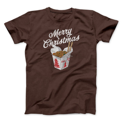 Merry Christmas Takeout Funny Hanukkah Men/Unisex T-Shirt Brown | Funny Shirt from Famous In Real Life
