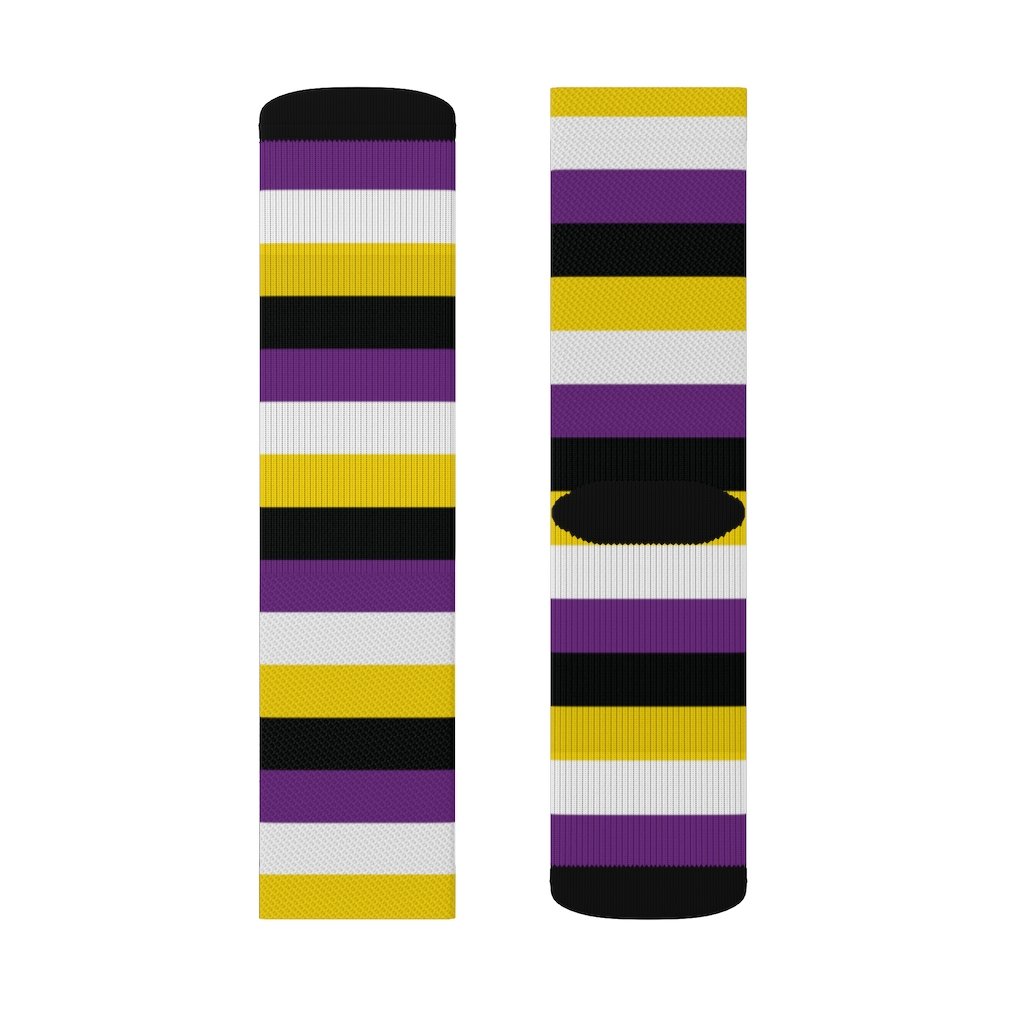Non-Binary Stripes Adult Crew Socks | Funny Shirt from Famous In Real Life
