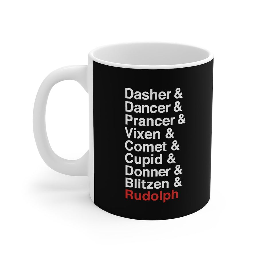 Reindeer Names Coffee Mug | Funny Shirt from Famous In Real Life