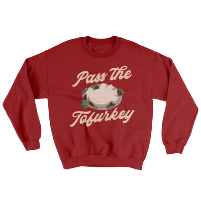 Pass The Tofurkey Ugly Sweater Cardinal Red | Funny Shirt from Famous In Real Life