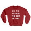 I'm The Reason The Rum Is Gone Ugly Sweater Cardinal Red | Funny Shirt from Famous In Real Life