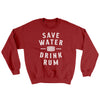 Save Water Drink Rum Ugly Sweater Cardinal Red | Funny Shirt from Famous In Real Life