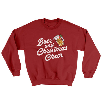 Beer And Christmas Cheer Ugly Sweater Cardinal Red | Funny Shirt from Famous In Real Life