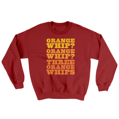 Three Orange Whips Ugly Sweater Cardinal Red | Funny Shirt from Famous In Real Life