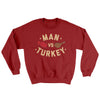 Man Vs Turkey Ugly Sweater Cardinal Red | Funny Shirt from Famous In Real Life