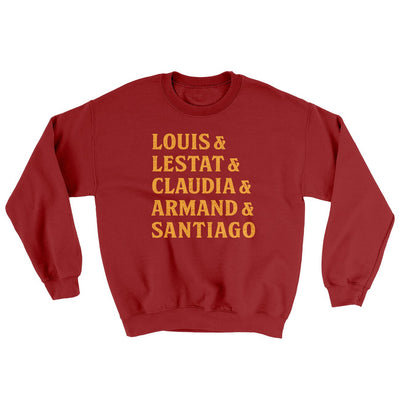 Interview Vampire Names Ugly Sweater Cardinal Red | Funny Shirt from Famous In Real Life