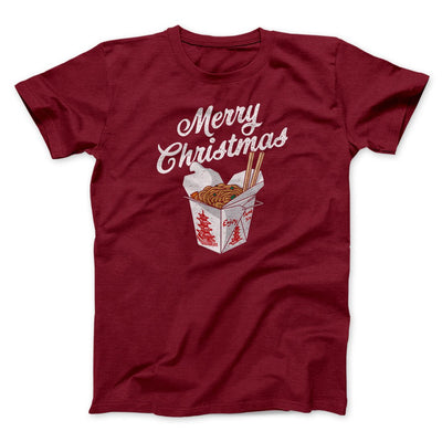 Merry Christmas Takeout Funny Hanukkah Men/Unisex T-Shirt Cardinal | Funny Shirt from Famous In Real Life