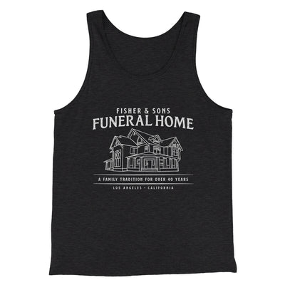 Fisher And Sons Funeral Home Men/Unisex Tank Top Charcoal Black TriBlend | Funny Shirt from Famous In Real Life