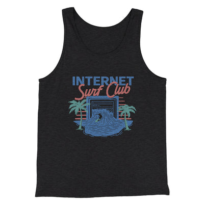 Internet Surf Club Funny Men/Unisex Tank Top Charcoal Black TriBlend | Funny Shirt from Famous In Real Life