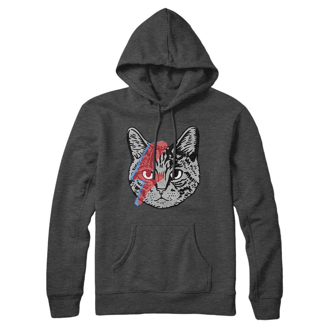 Bowie Cat Hoodie Charcoal Heather | Funny Shirt from Famous In Real Life