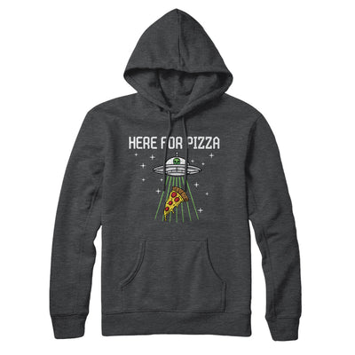 Here For The Pizza Hoodie Charcoal Heather | Funny Shirt from Famous In Real Life