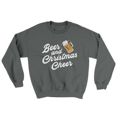 Beer And Christmas Cheer Ugly Sweater Charcoal | Funny Shirt from Famous In Real Life