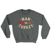 Man Vs Turkey Ugly Sweater Charcoal | Funny Shirt from Famous In Real Life