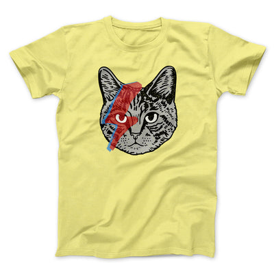 Bowie Cat Men/Unisex T-Shirt Cornsilk | Funny Shirt from Famous In Real Life