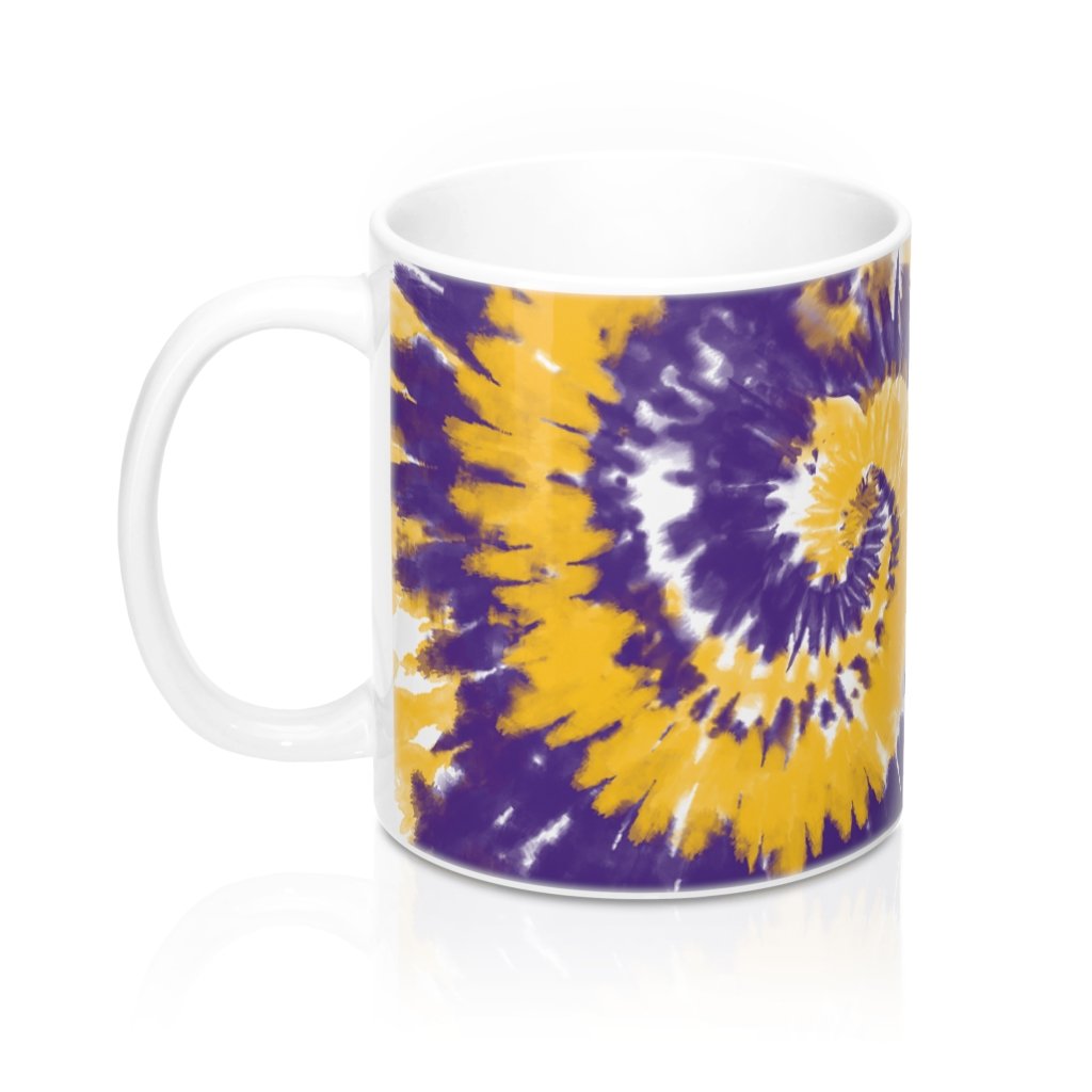 Purple & Yellow Tie Dye Coffee Mug 11oz | Funny Shirt from Famous In Real Life