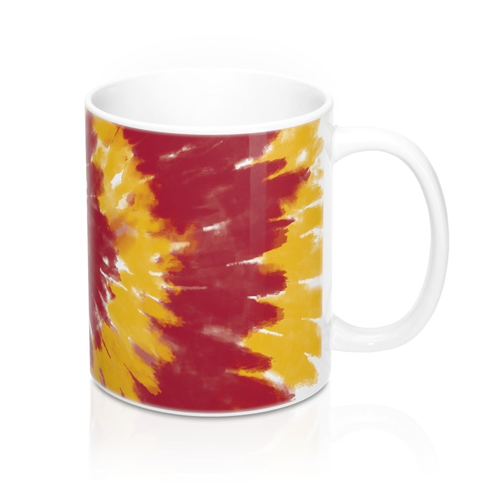 Maroon & Yellow Tie Dye Coffee Mug | Funny Shirt from Famous In Real Life