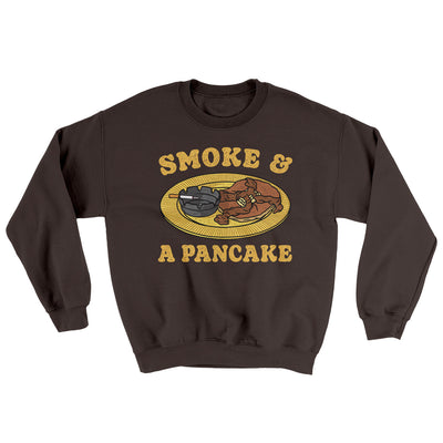 Smoke And A Pancake Ugly Sweater Dark Chocolate | Funny Shirt from Famous In Real Life