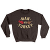 Man Vs Turkey Ugly Sweater Dark Chocolate | Funny Shirt from Famous In Real Life