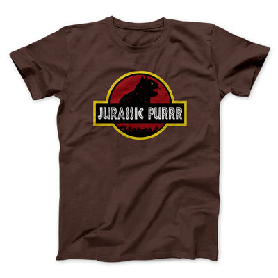 Jurassic Purr Funny Movie Men/Unisex T-Shirt Dark Chocolate | Funny Shirt from Famous In Real Life