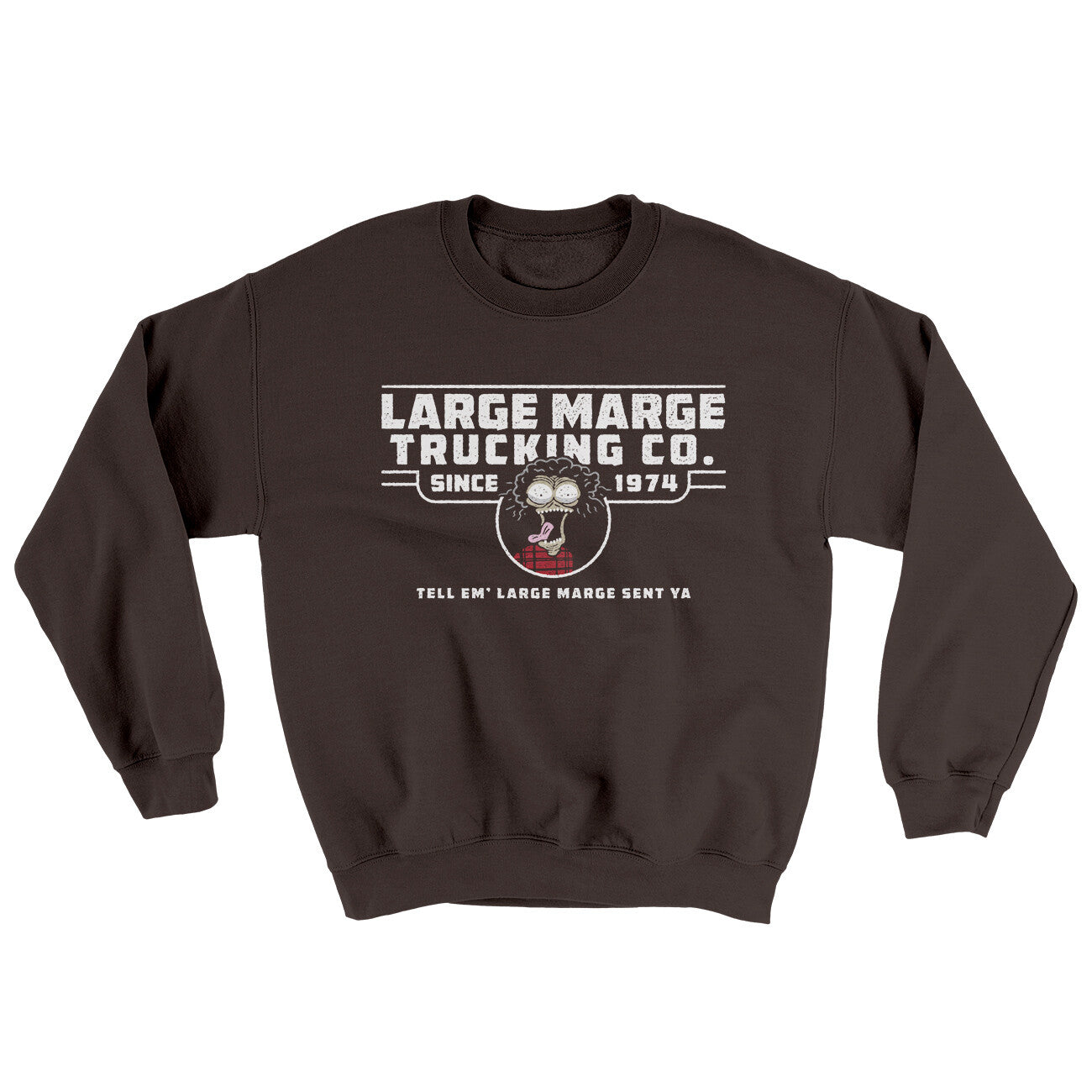 Large Marge Trucking Co Ugly Sweater Dark Chocolate | Funny Shirt from Famous In Real Life