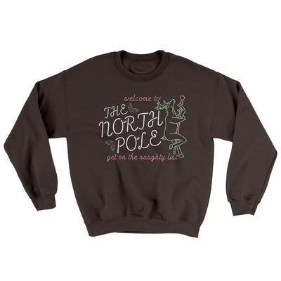 The North Pole Strip Club Ugly Sweater Dark Chocolate | Funny Shirt from Famous In Real Life