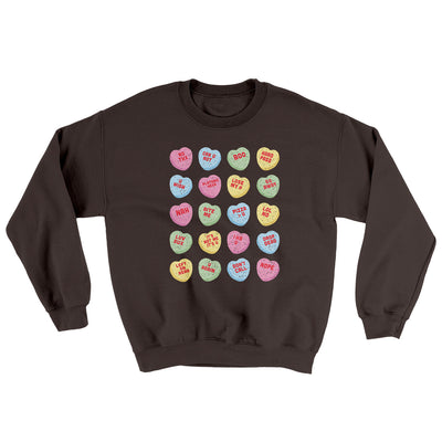 Candy Heart Anti-Valentines Ugly Sweater Dark Chocolate | Funny Shirt from Famous In Real Life
