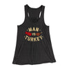 Man Vs Turkey Funny Thanksgiving Women's Flowey Racerback Tank Top Dark Grey Heather | Funny Shirt from Famous In Real Life